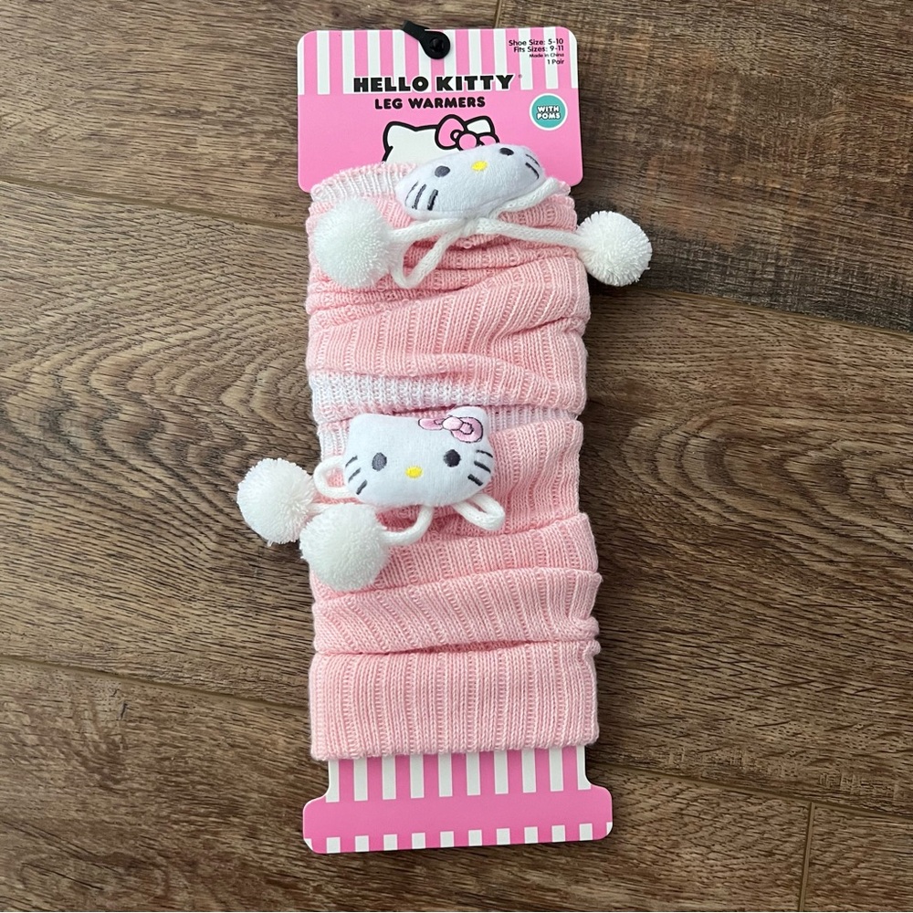 hello kitty leg warmers pom pom pompom pink plush plushie kawaii NEW!